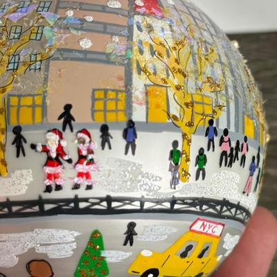 LOT 195X: Vintage New York City Ice Skating Hand Decorated Oversized Christmas Ball