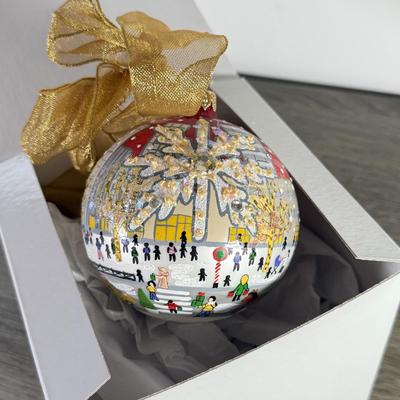 LOT 195X: Vintage New York City Ice Skating Hand Decorated Oversized Christmas Ball