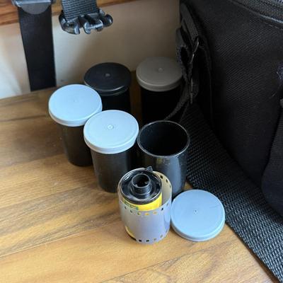 LOT 198X: Ricoh Shot Master Zoom 105 Camera, Nikon National Geographic Society Binoculars, Canon Camera Bag, Unused 35mm Film & More