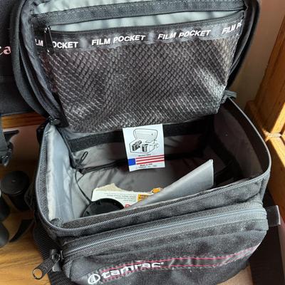 LOT 198X: Ricoh Shot Master Zoom 105 Camera, Nikon National Geographic Society Binoculars, Canon Camera Bag, Unused 35mm Film & More