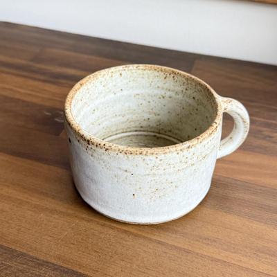 LOT 221K: Signed Stoneware Pottery Mug, Black & Indigo Flower Garden Mug Pair, “Save my Spot” Tray & More