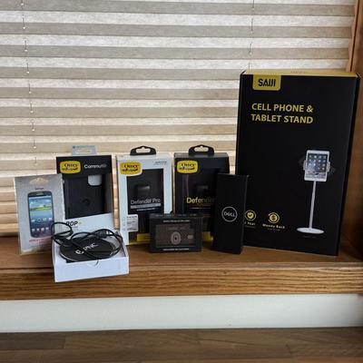 LOT 223X: Phone and Tablet Accessories: Dell Lattitude 7320 Detachable Action Pen, Otterbox Case, Credit Card Mobile Charger, PNC...