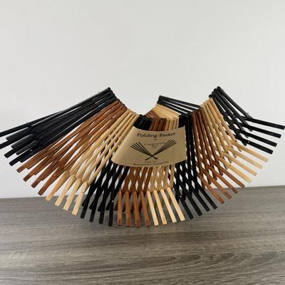 LOT 229: Stainless Steel Wok w/ Lid & Base and Bamboo Folding Basked made from Recycled Chopsticks