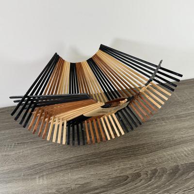 LOT 229: Stainless Steel Wok w/ Lid & Base and Bamboo Folding Basked made from Recycled Chopsticks