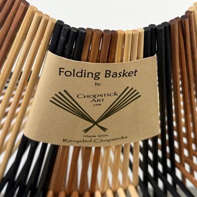 LOT 229: Stainless Steel Wok w/ Lid & Base and Bamboo Folding Basked made from Recycled Chopsticks