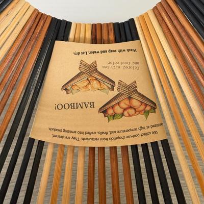 LOT 229: Stainless Steel Wok w/ Lid & Base and Bamboo Folding Basked made from Recycled Chopsticks