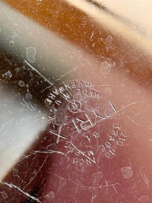 LOT 233: Baking Collection: Mini Cast Iron Loaf Pans in Box, Pie & Tart Pans, Pyrex Glass Dishes, Cake Plate w/ Metal Cloche & More