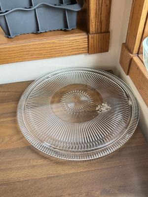 LOT 233: Baking Collection: Mini Cast Iron Loaf Pans in Box, Pie & Tart Pans, Pyrex Glass Dishes, Cake Plate w/ Metal Cloche & More