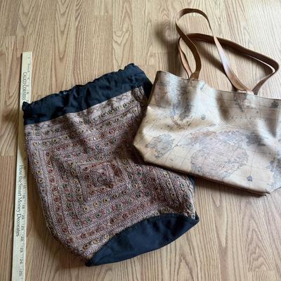LOT 241: Map Print Bag & Hand Made Backpack