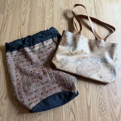 LOT 241: Map Print Bag & Hand Made Backpack