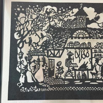 LOT 250: Framed Clear Glass w/ Intricate Silhouette Artwork