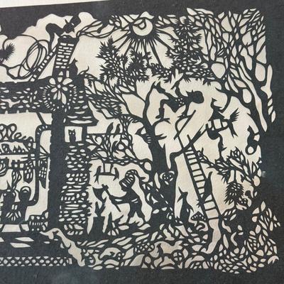 LOT 250: Framed Clear Glass w/ Intricate Silhouette Artwork