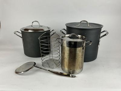 K851 Lot of Calphalon Cookware and Asparagus Steamer