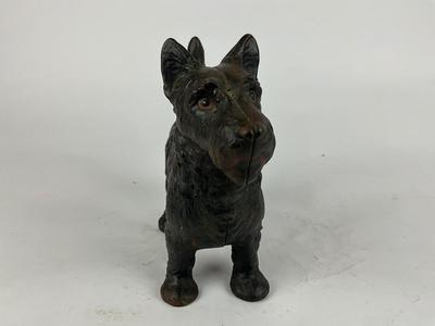 L858 Antique Black Cast Iron Scotty Dog Door Stop
