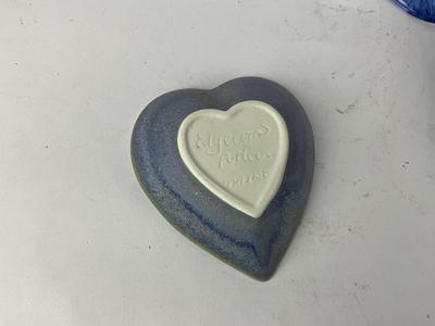 L859 Edgecomb Pottery Vase and Heart Bowls