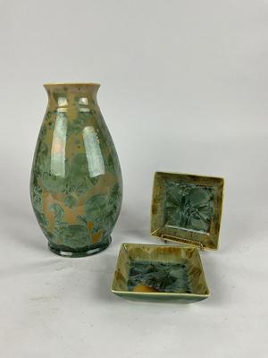 L861 Edgecomb Pottery Vase and Square Bowls