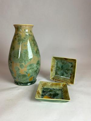 L861 Edgecomb Pottery Vase and Square Bowls