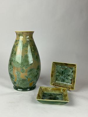 L861 Edgecomb Pottery Vase and Square Bowls