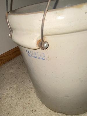 ANTIQUE 5 GALLON CROCK WITH HANDLES PATENTED DEC 21, 1915
