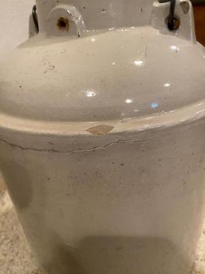 ANTIQUE RED WING 3 GALLON BALL LOCK CROCK (MISSING LID AND LOCKING HANDLE)