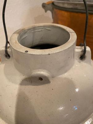 ANTIQUE RED WING 3 GALLON BALL LOCK CROCK (MISSING LID AND LOCKING HANDLE)