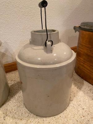 ANTIQUE RED WING 3 GALLON BALL LOCK CROCK (MISSING LID AND LOCKING HANDLE)