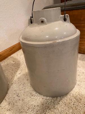 ANTIQUE RED WING 3 GALLON BALL LOCK CROCK (MISSING LID AND LOCKING HANDLE)