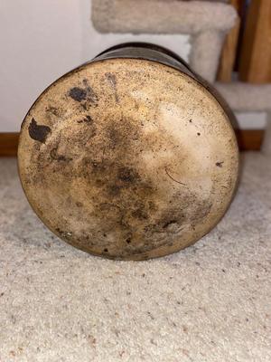 ANTIQUE BROWN STONEWARE GLAZED 4 GALLON CROCK