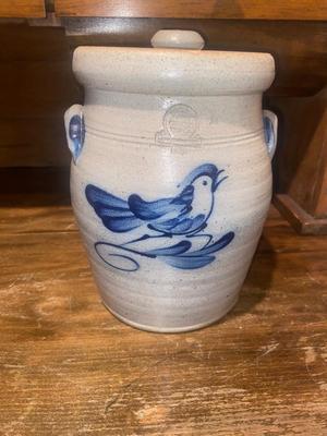 ROWE POTTERY WORKS SALT-GLAZED STONEWARE CANISTER JAR