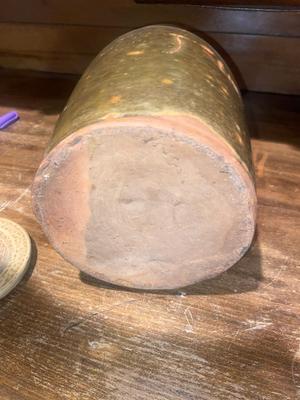 ANTIQUE BROWN GLAZED STONEWARE CANISTER JAR