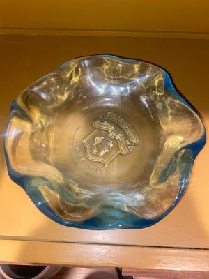 FENTON VULCAN SALEM BLUE BASKET & THICK BRACHS CANDY DISH