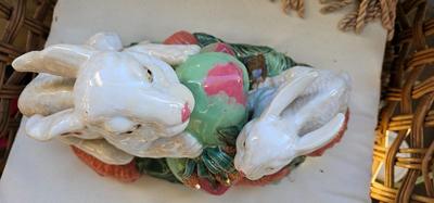 Vintage Large Bunny Ceramic Centerpiece, Easter Decoration!