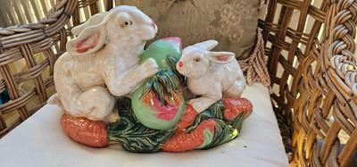 Vintage Large Bunny Ceramic Centerpiece, Easter Decoration!