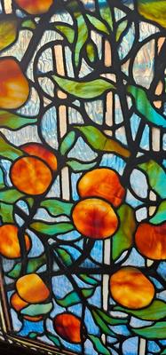 Gorgeous Antique Asymmetrical Stained Glass window Peaches