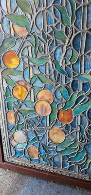 Gorgeous Antique Asymmetrical Stained Glass window Peaches