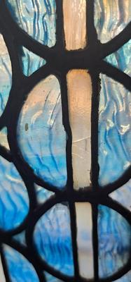 Gorgeous Antique Asymmetrical Stained Glass window Peaches