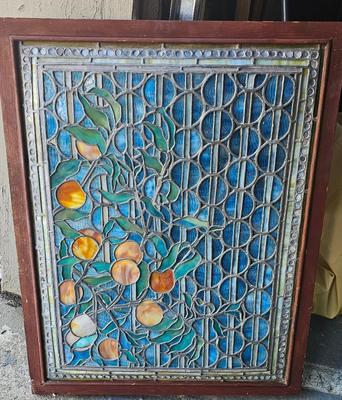 Gorgeous Antique Asymmetrical Stained Glass window Peaches
