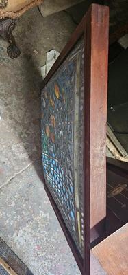 Gorgeous Antique Asymmetrical Stained Glass window Peaches