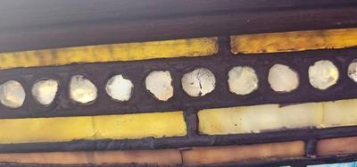 Gorgeous Antique Asymmetrical Stained Glass window Peaches