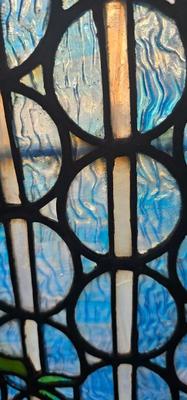 Gorgeous Antique Asymmetrical Stained Glass window Peaches
