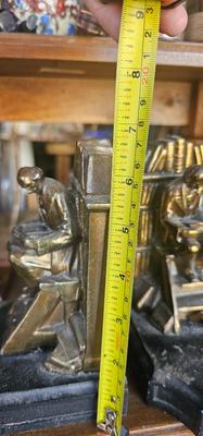 Antique J B Hirsch heavy bookends cast iron Man Reading on Ladder