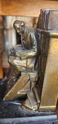Antique J B Hirsch heavy bookends cast iron Man Reading on Ladder