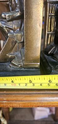Antique J B Hirsch heavy bookends cast iron Man Reading on Ladder
