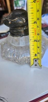 Antique crystal Glass and silver inkwell 18th C
