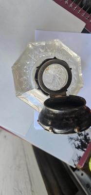 Antique crystal Glass and silver inkwell 18th C