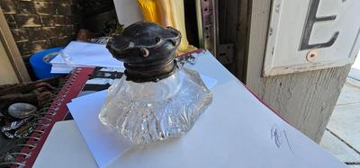 Antique crystal Glass and silver inkwell 18th C