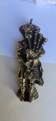Antique Scotchman Bagpiper brass door knocker in Kilt!