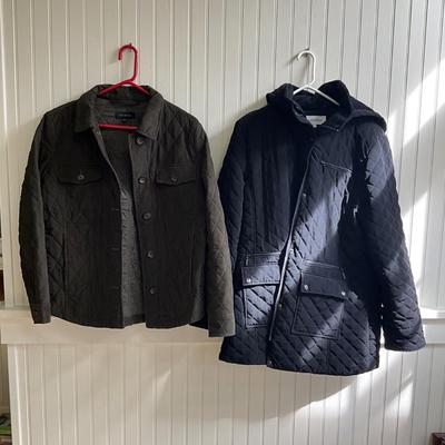 HC982 Calvin Klein Quilted Black Hooded Jacket and Talbot's Green Jacket