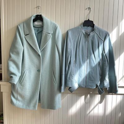 HC983 Tahari Wool Jacket with Neiman Marcus Leather Jacket