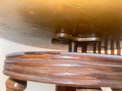 ANTIQUE SWIVEL PIANO STOOL WITH GLASS BALL BRASS CLAW FEET